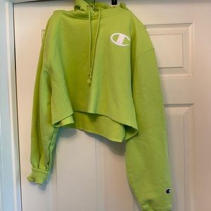 Cropped green Champion hoodie
